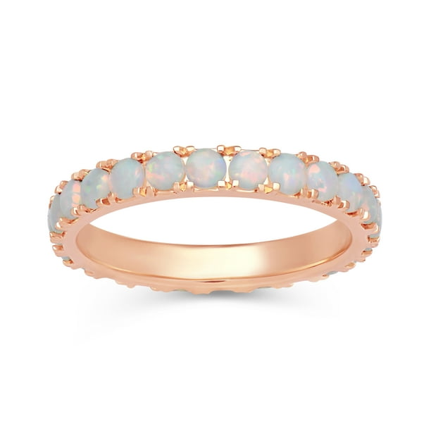 Created Opal Sterling Silver 925 Band Stackable Eternity Ring 3mm Yellow Fire